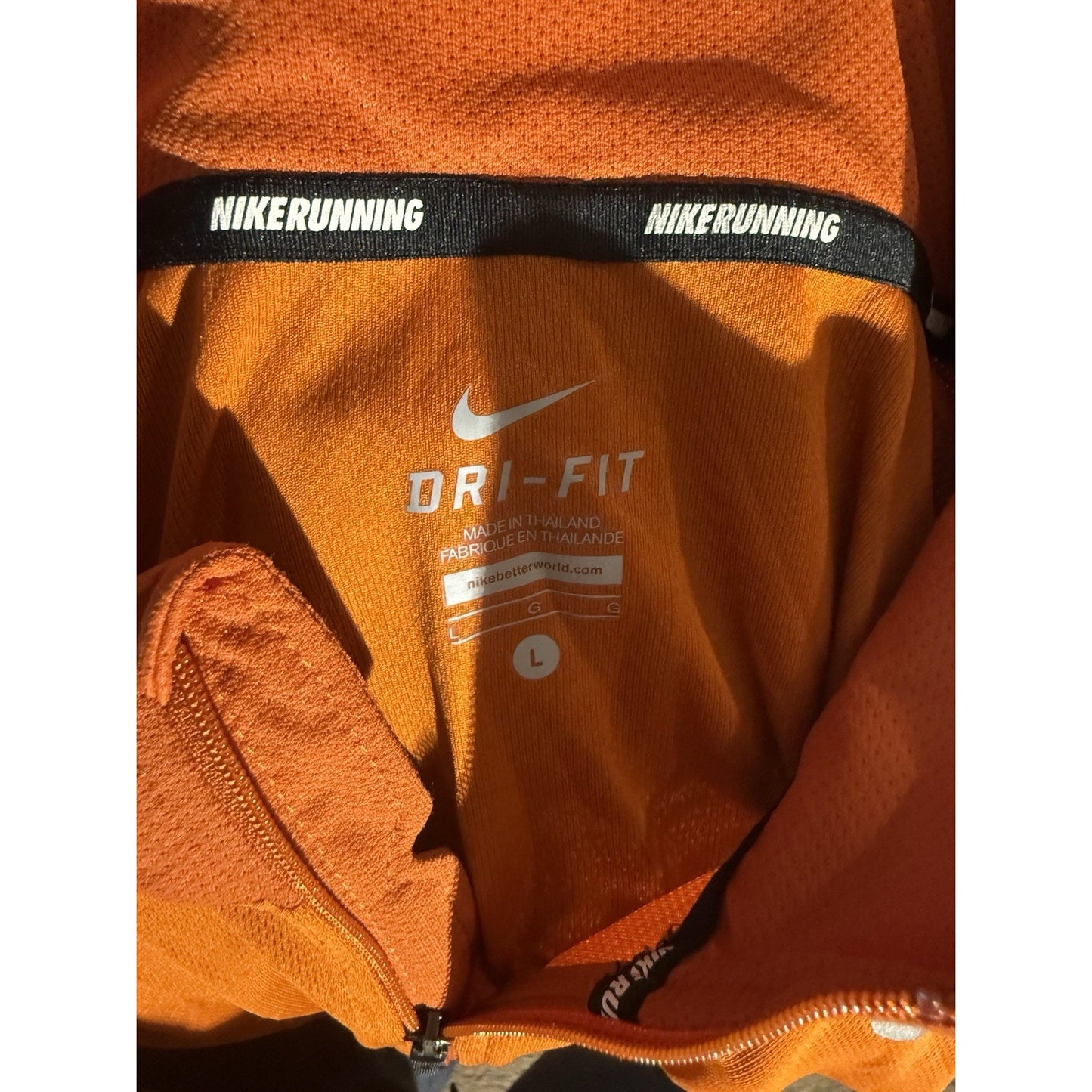 Nike Running Dri-FIT Half Zip Pullover Men’s L Orange Gray Long Sleeve Athletic