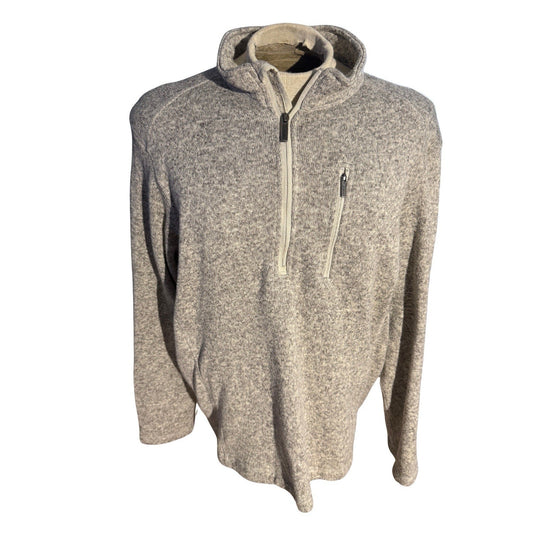 Woolrich Men’s 1/4 Zip Long Sleeve Fleece Pullover Sweater XXL Gray Beige Casual