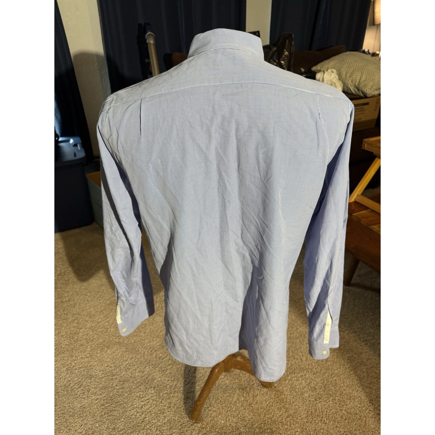 J.Crew Men Shirt M 15-15.5 Blue Gingham Button Down Long Sleeve 100% Cotton 269