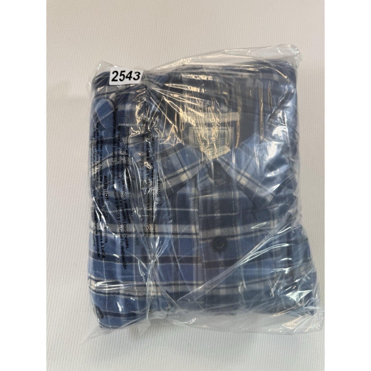 L.L.Bean Jacket Mens Large Blue Gray Plaid Flannel Fleece Lined Shirt Shacket
