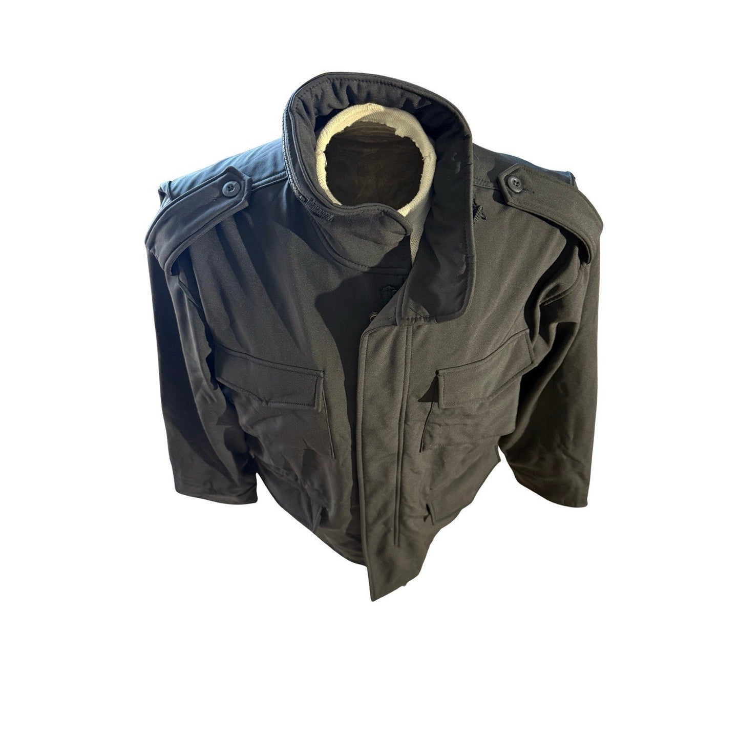 Rothco M-65 Field Jacket Large Regular Black Army Military Quilted Liner Hood