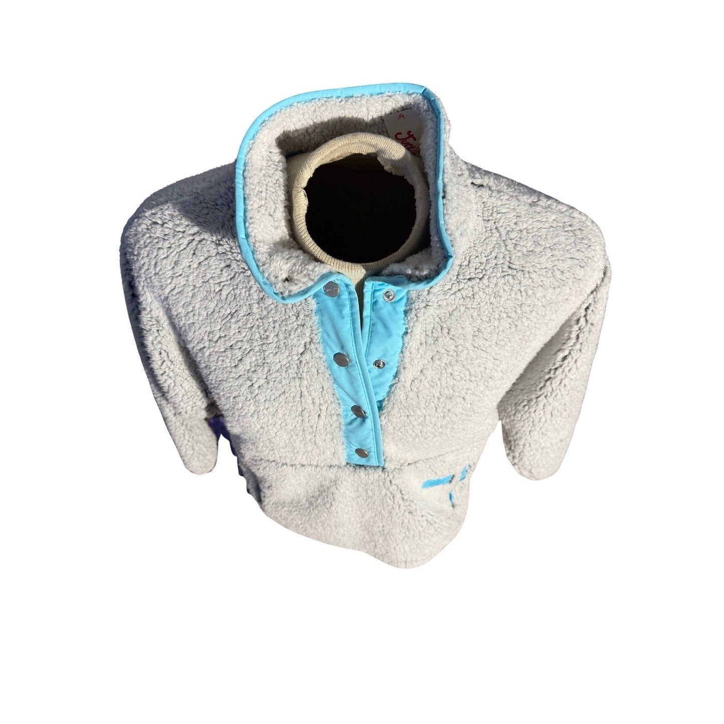 Justice Sherpa Jacket Girls Size 10 Gray Long Sleeve Half Button Soft Warm