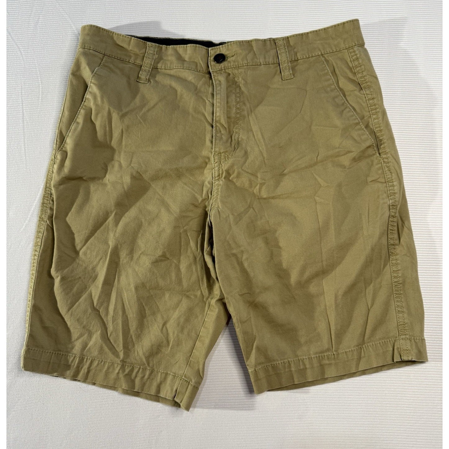 Volcom 31 Khaki Cotton Stretch Shorts Flat Front Casual Skate Surf Chino
