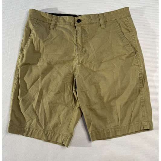 Volcom 31 Khaki Cotton Stretch Shorts Flat Front Casual Skate Surf Chino