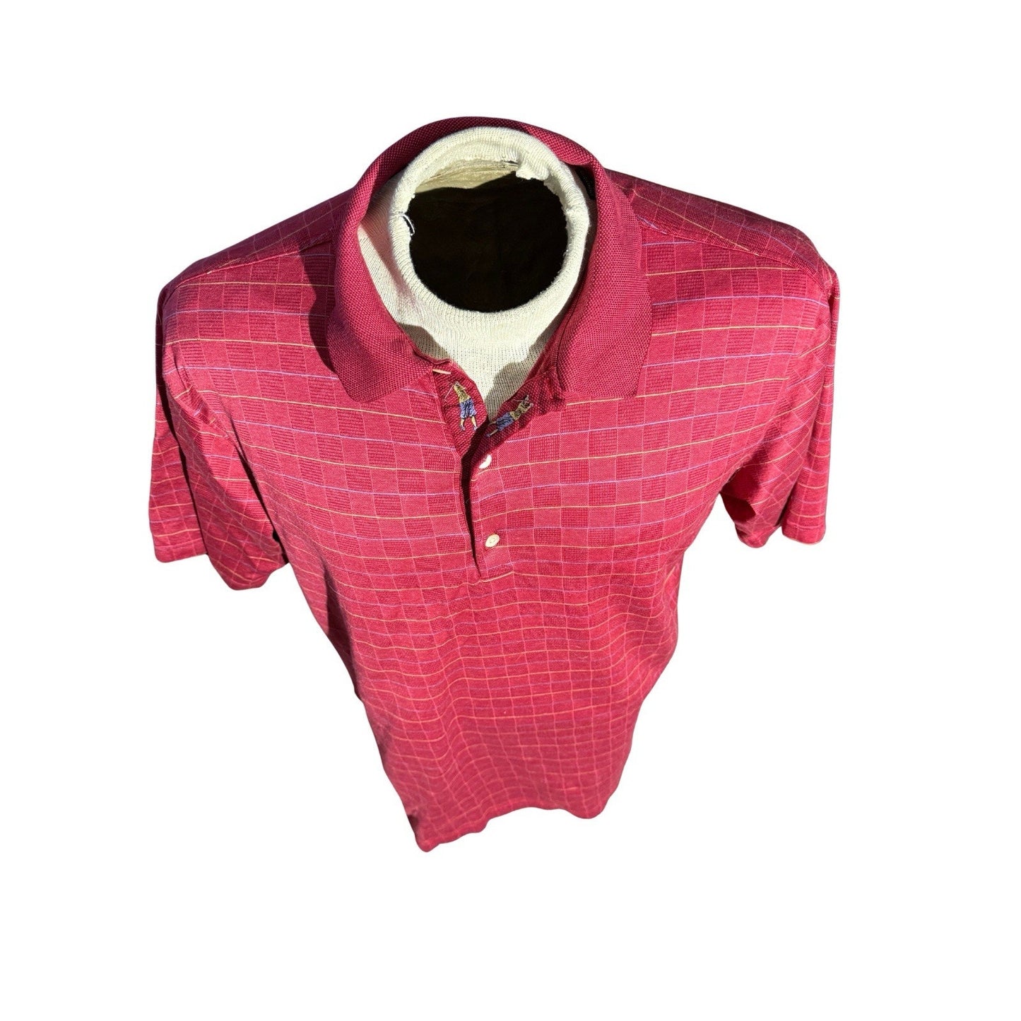 Bobby Jones Collection Men’s XL Made in Italy 100% Cotton Golf Polo Red Grid