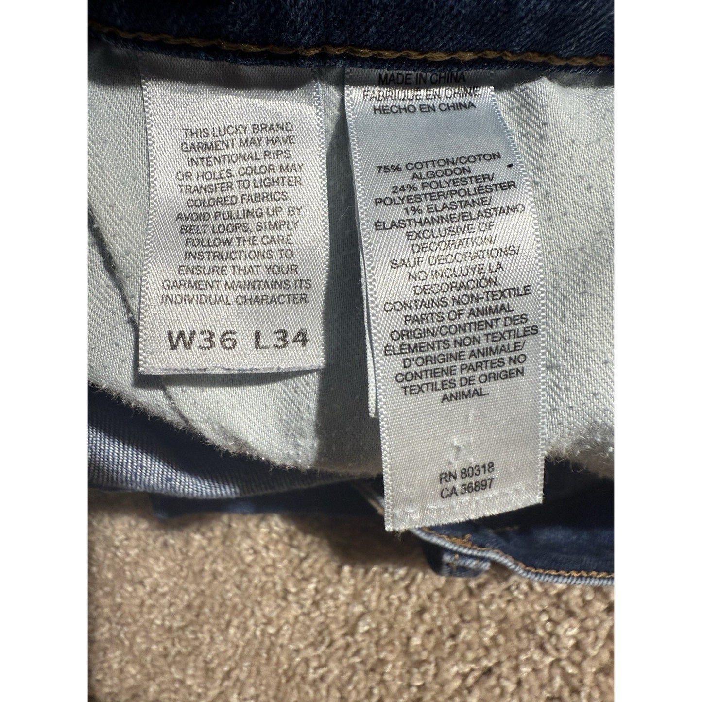 Lucky Brand 410 Athletic Slim Jeans Men’s 36x34 Medium Wash Stretch Denim