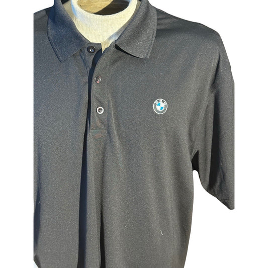 BMW Black Polo Shirt Men’s 2XL Embroidered Logo Short Sleeve Performance Golf