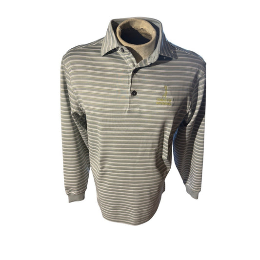 FootJoy Golf Polo Shirt S Gray Stripe Charlie Coe Invitational Long Sleeve FJ