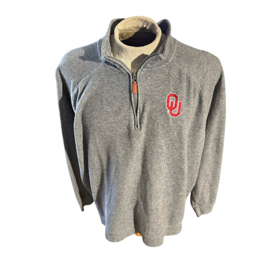 OU Oklahoma Sooners Quarter Zip Pullover Sweatshirt Gray XXL Captivating Apparel