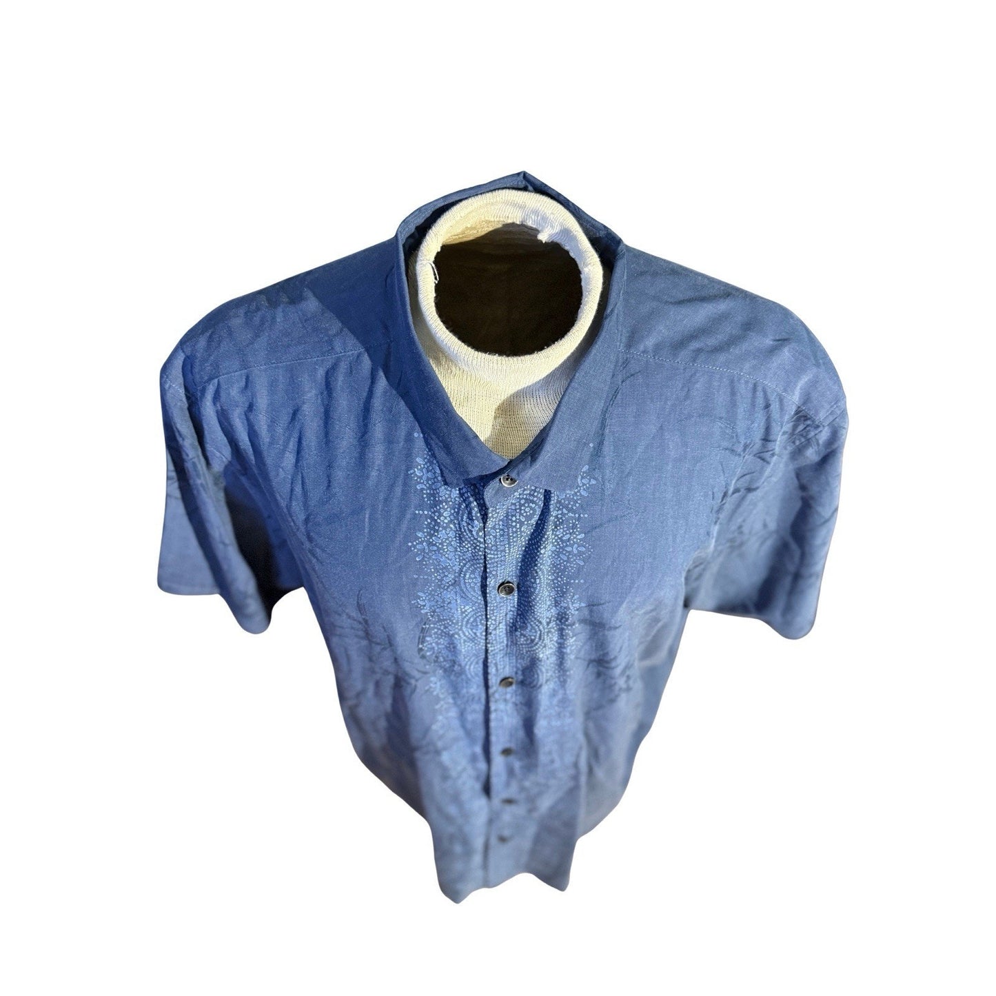 Tommy Bahama Limited Edition Silk Blend Shirt Blue Embroidered XXL Modern Fit