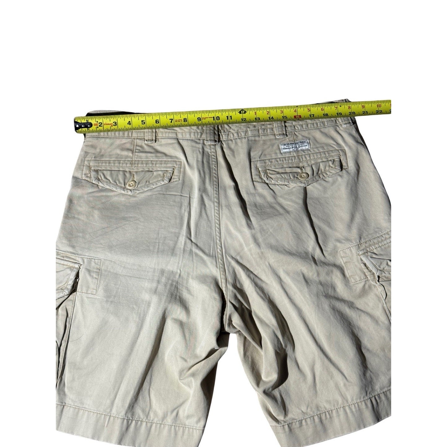 Polo Ralph Lauren Men’s Cargo Shorts 38 Khaki Beige 100% Cotton Utility Pockets