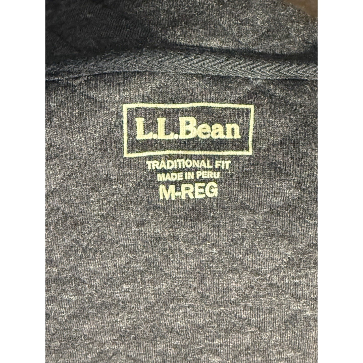 L.L.Bean Men’s Quilted Full Zip Jacket Gray Medium Traditional Fit Made in Peru