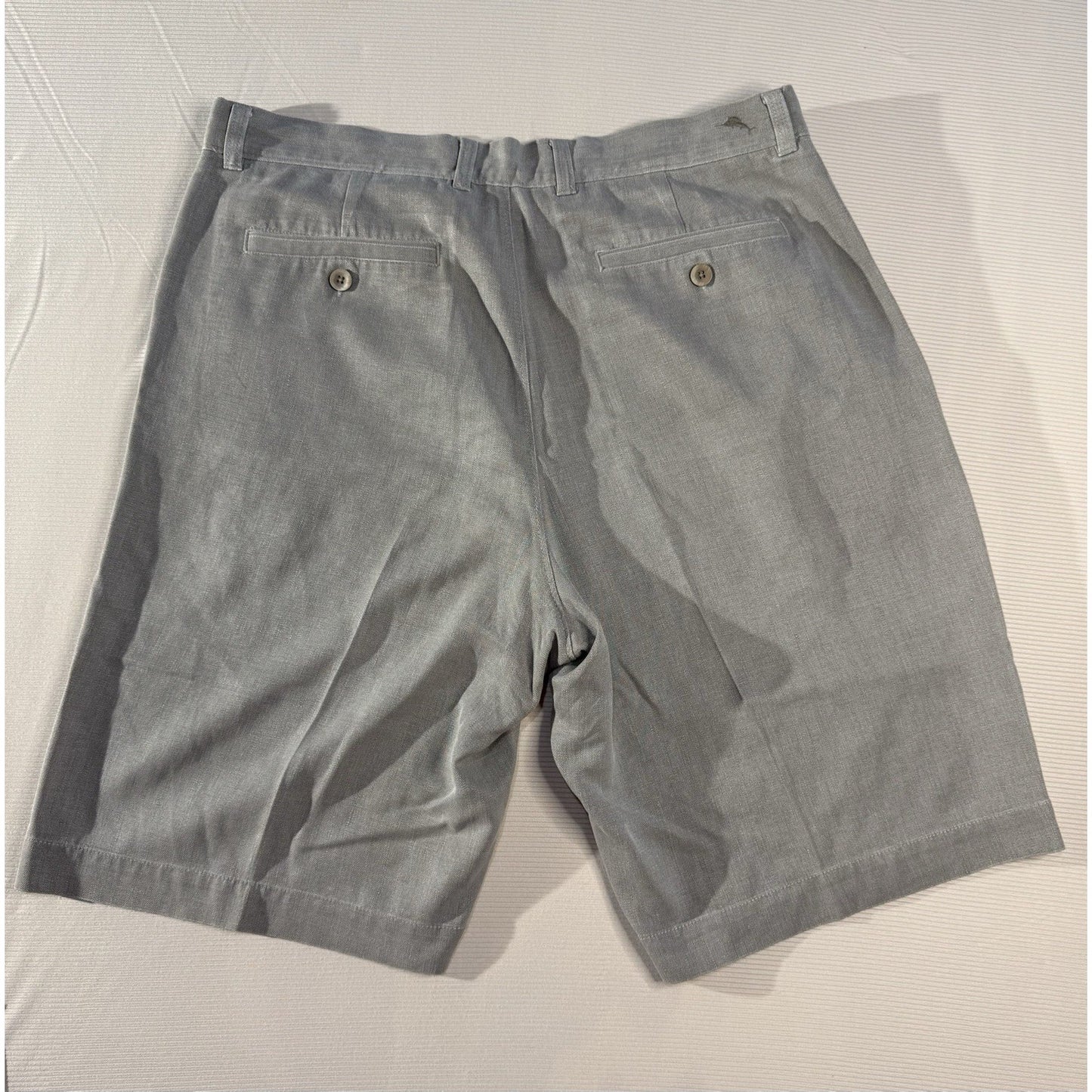 Tommy Bahama 33 Gray Silk Cotton Blend Flat Front Shorts Casual Resort Wear