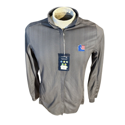 Vansport Women’s Full Zip Jacket Medium Black Herringbone Knit USA Logo
