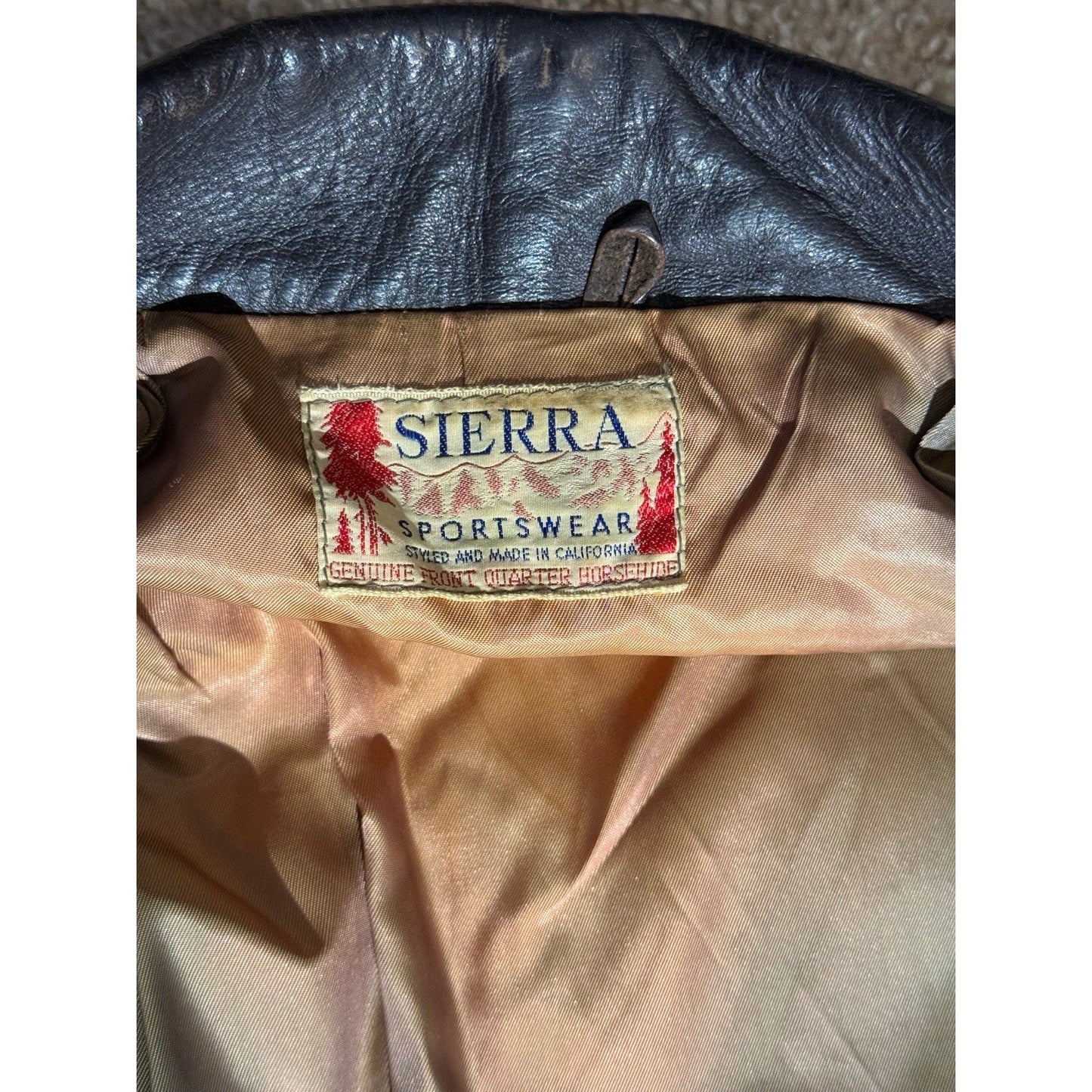Vintage 1949 Sierra Sportswear Horsehide Leather Jacket Sz 40 Union Label USA