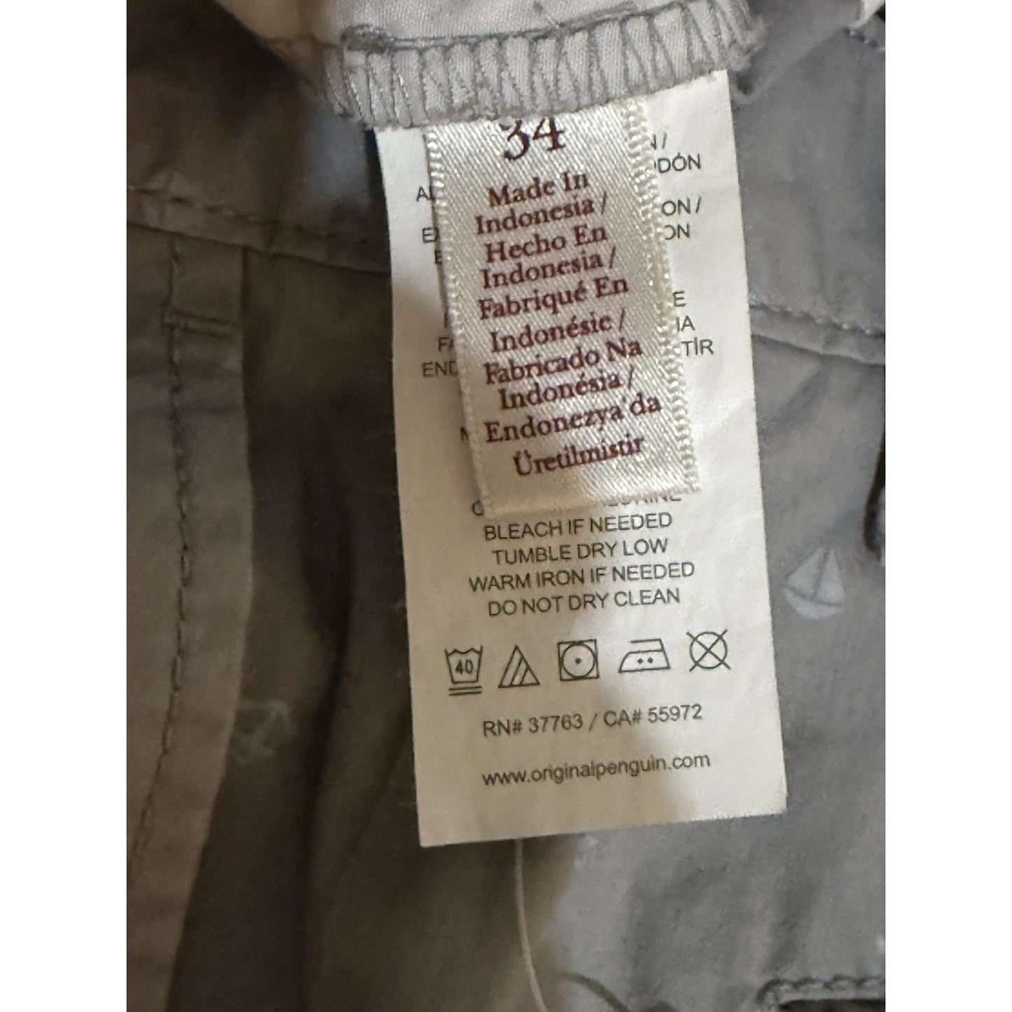 Original Penguin Men’s Anchor Print Shorts Gray 34 Chino Casual Nautical Summer