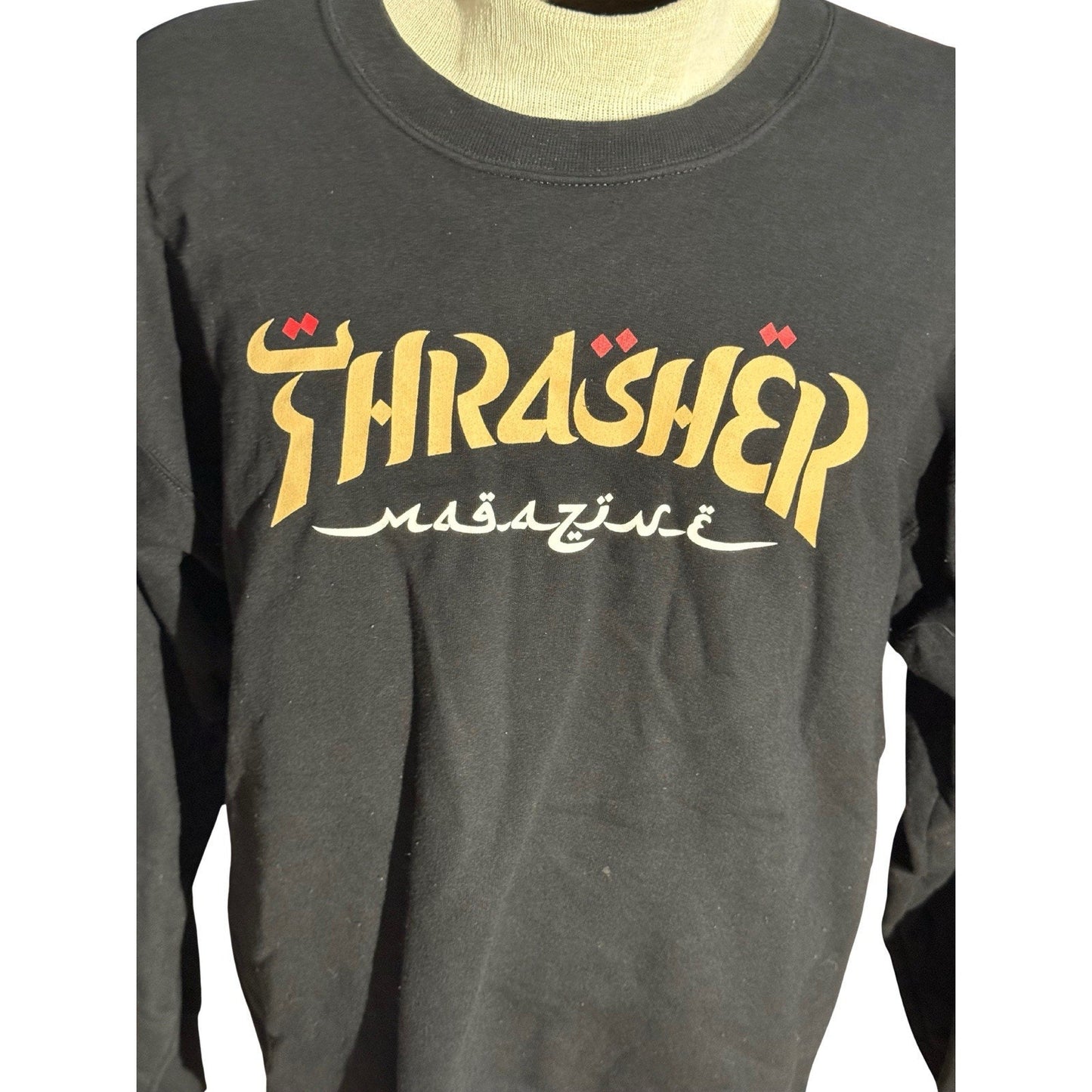 Thrasher Magazine Crewneck Sweatshirt Men’s L Black Gold Logo Skate Streetwear
