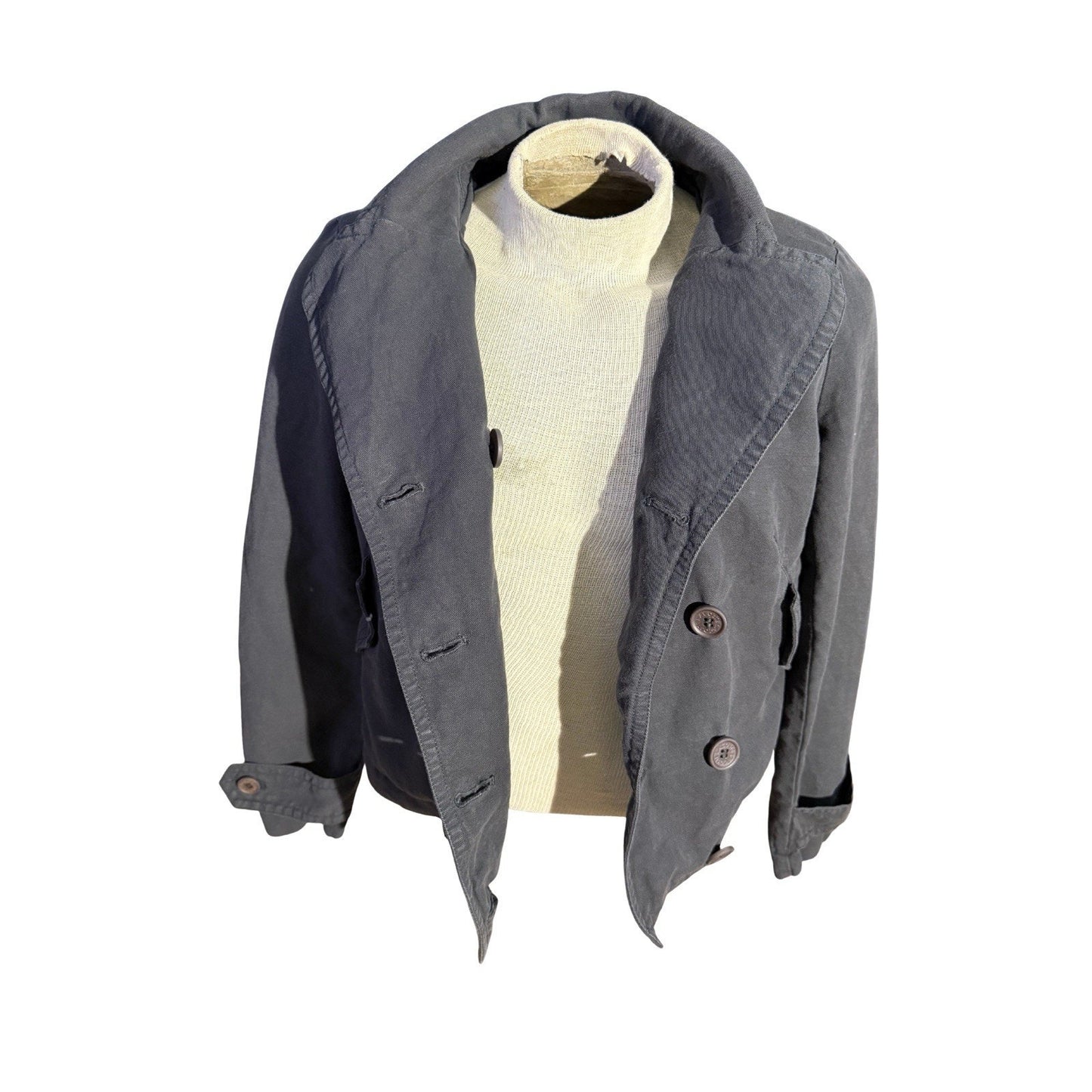 Lacoste Women’s Gray Peacoat Jacket Size 42 Double Breasted Cotton