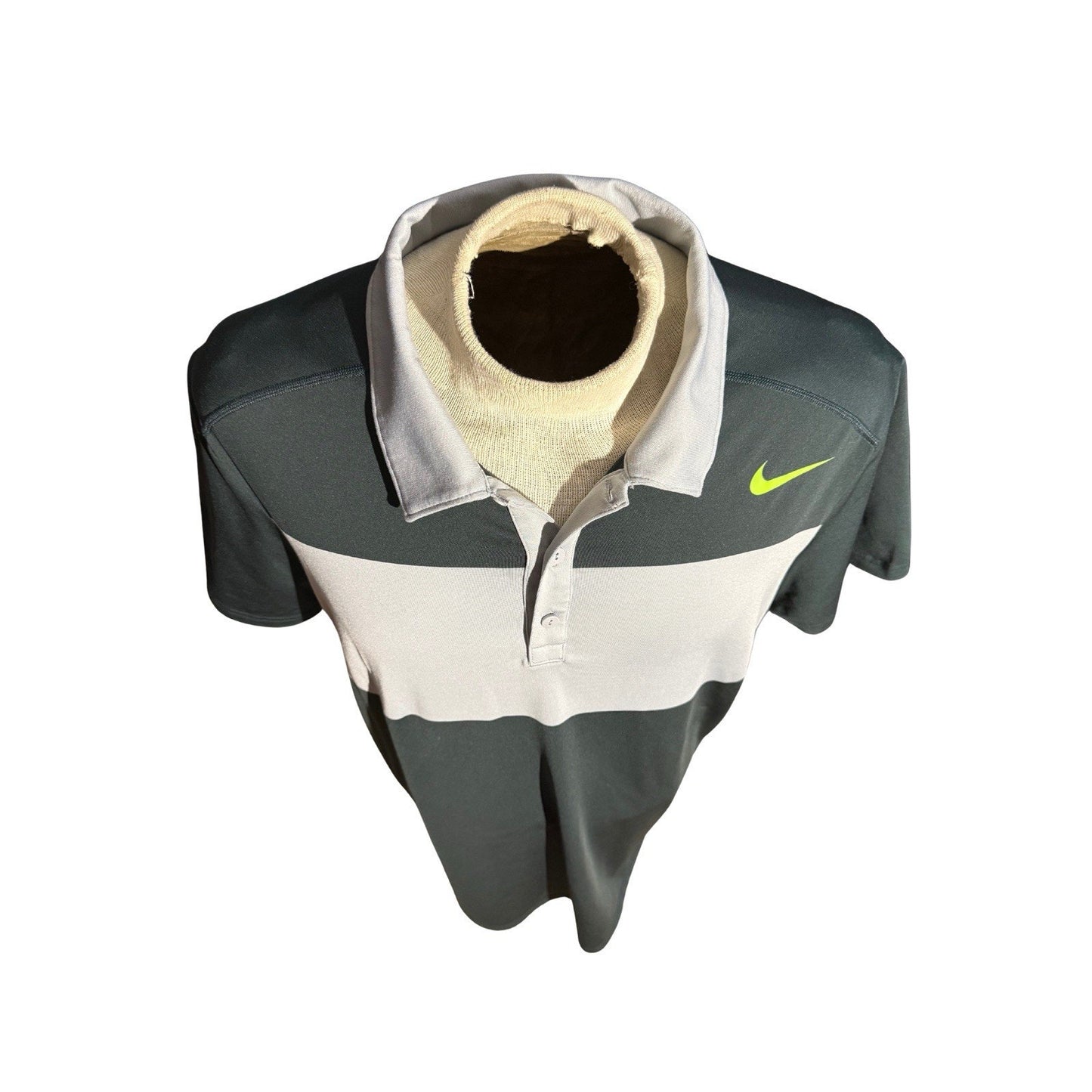 Nike Dri-FIT Men’s Polo Shirt XL Gray Green Colorblock Tennis Golf Athletic