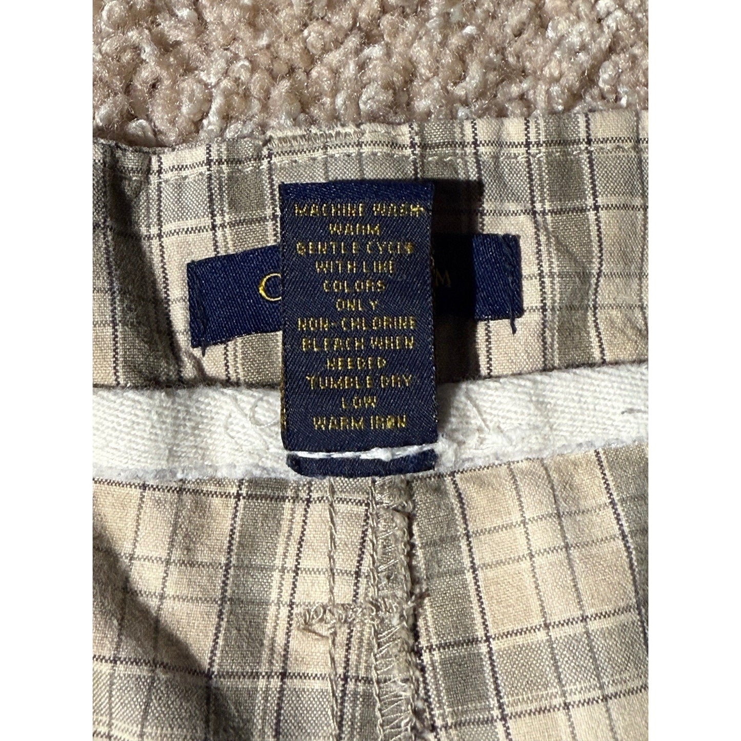 Men’s Club Room 36”W Brown/White Multi Plaid Chino Shorts 100% Cotton 9” Inseam