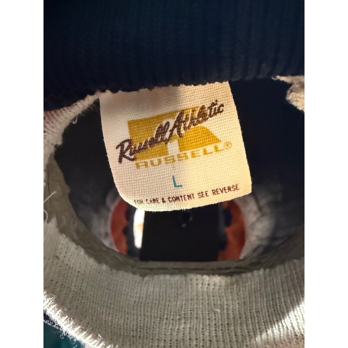 VTG 70s Russell Athletic OSU Oklahoma State V-Neck Sweatshirt Orange L Gold