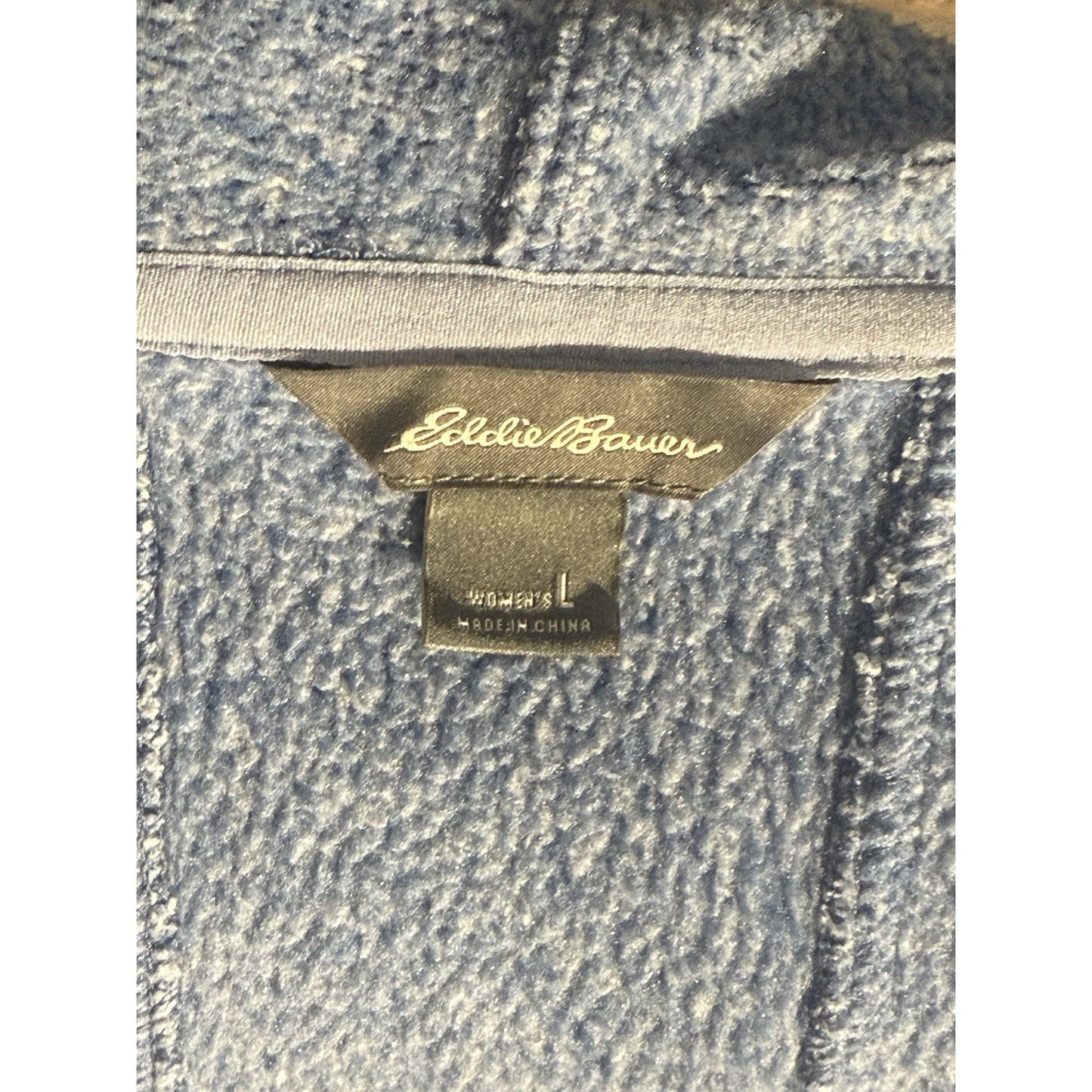 Eddie Bauer Fleece Hoodie Women Large Blue Long Sleeve Full Zip Outdoor Jacket