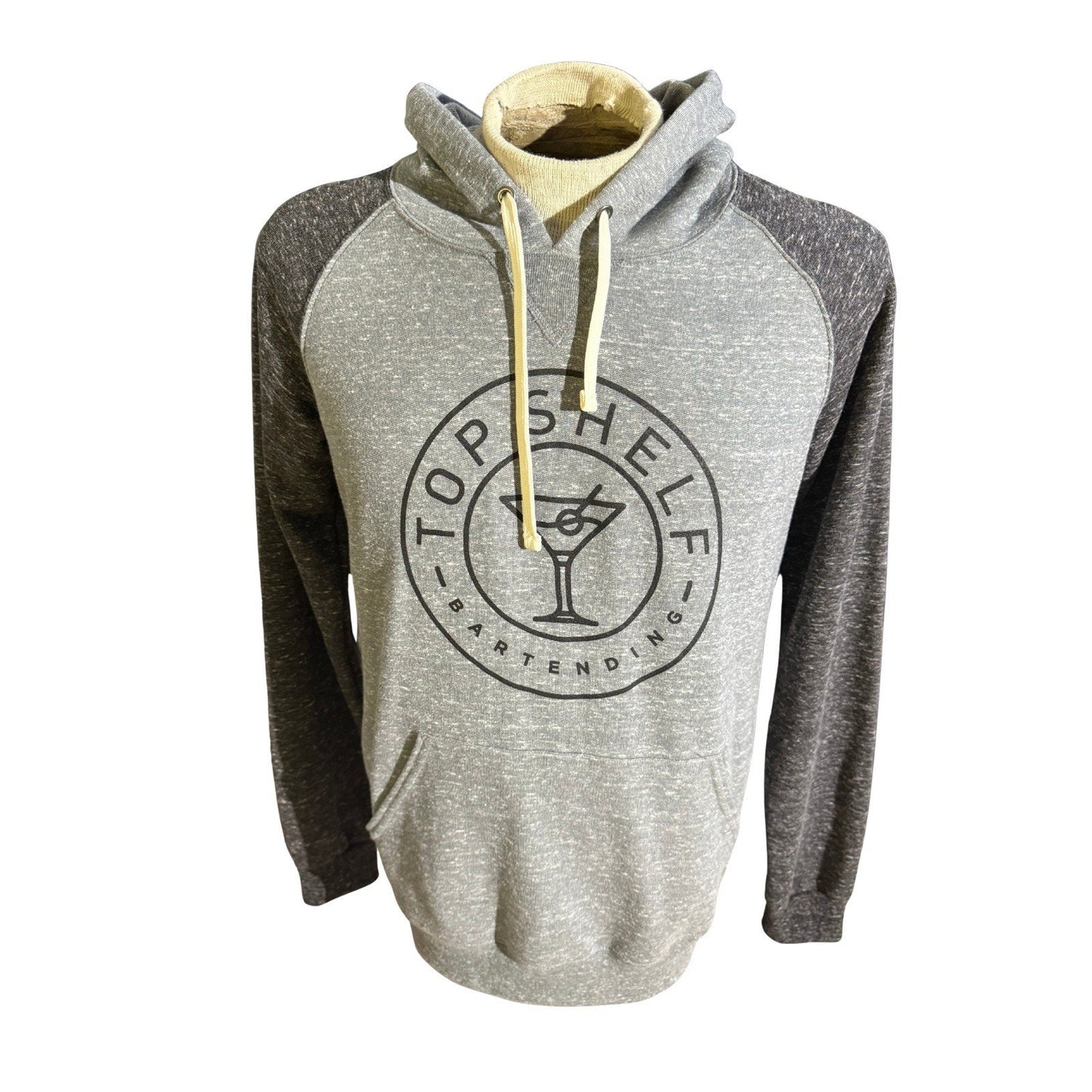 Top Shelf Bartending Hoodie Gray Black Raglan Jerzees Pullover Size M