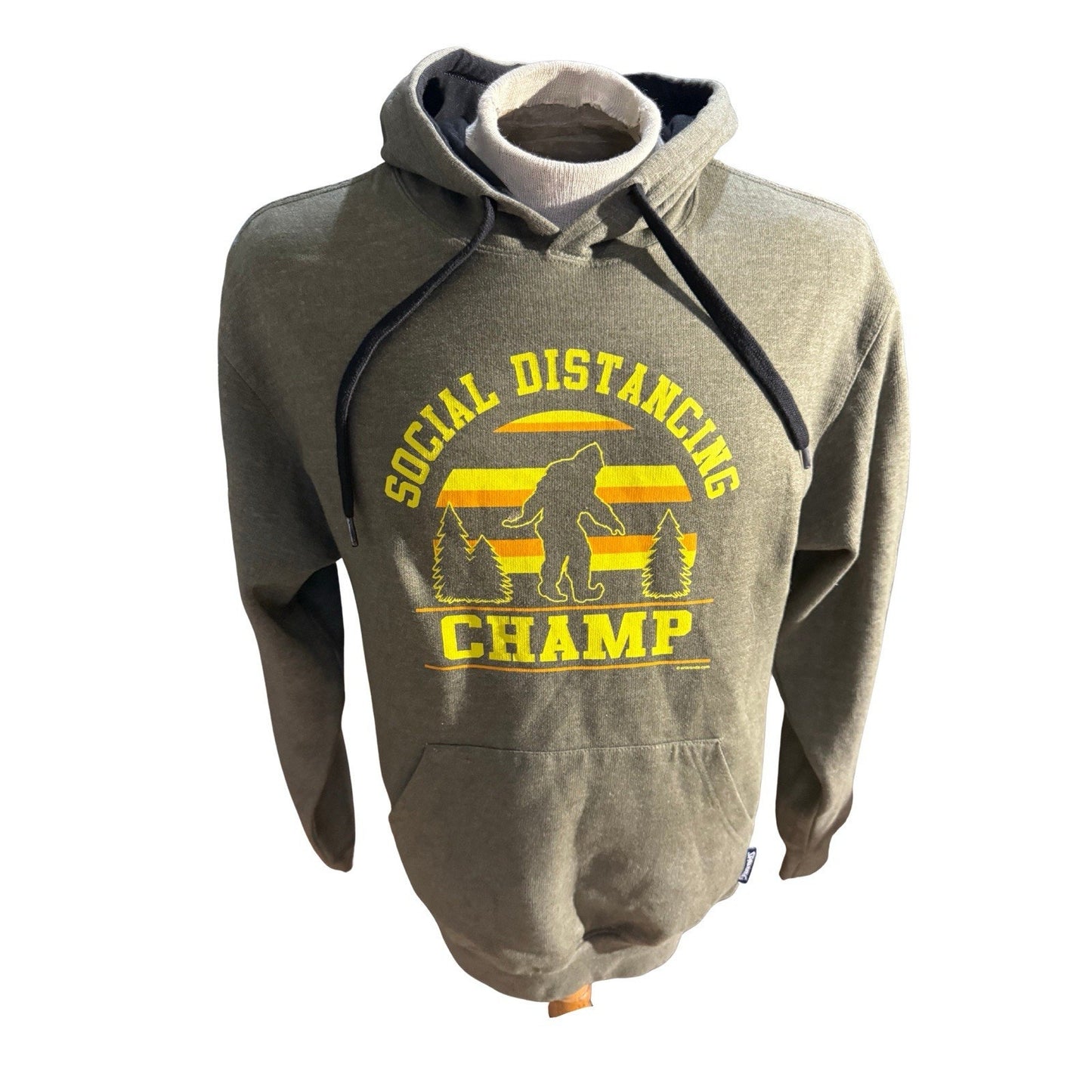 Spalding Hoodie M Social Distancing Champ Bigfoot Sasquatch Graphic Green