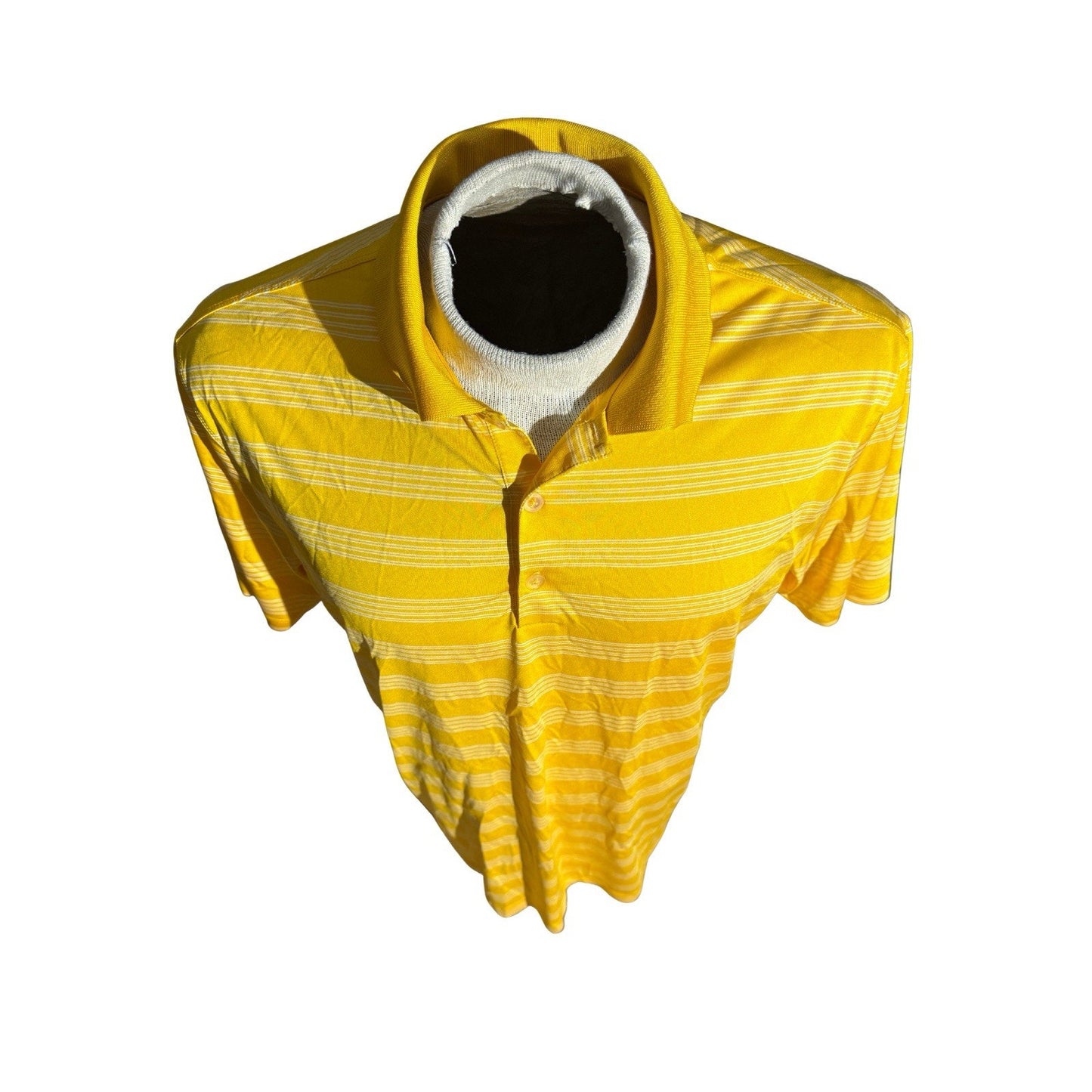 NEW Nike Golf Polo Shirt Mens Large Yellow Striped Tour Performance Dri-Fit