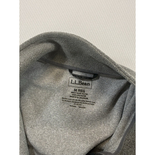 LL Bean Fleece Jacket Mens Medium Gray Full Zip Polyester