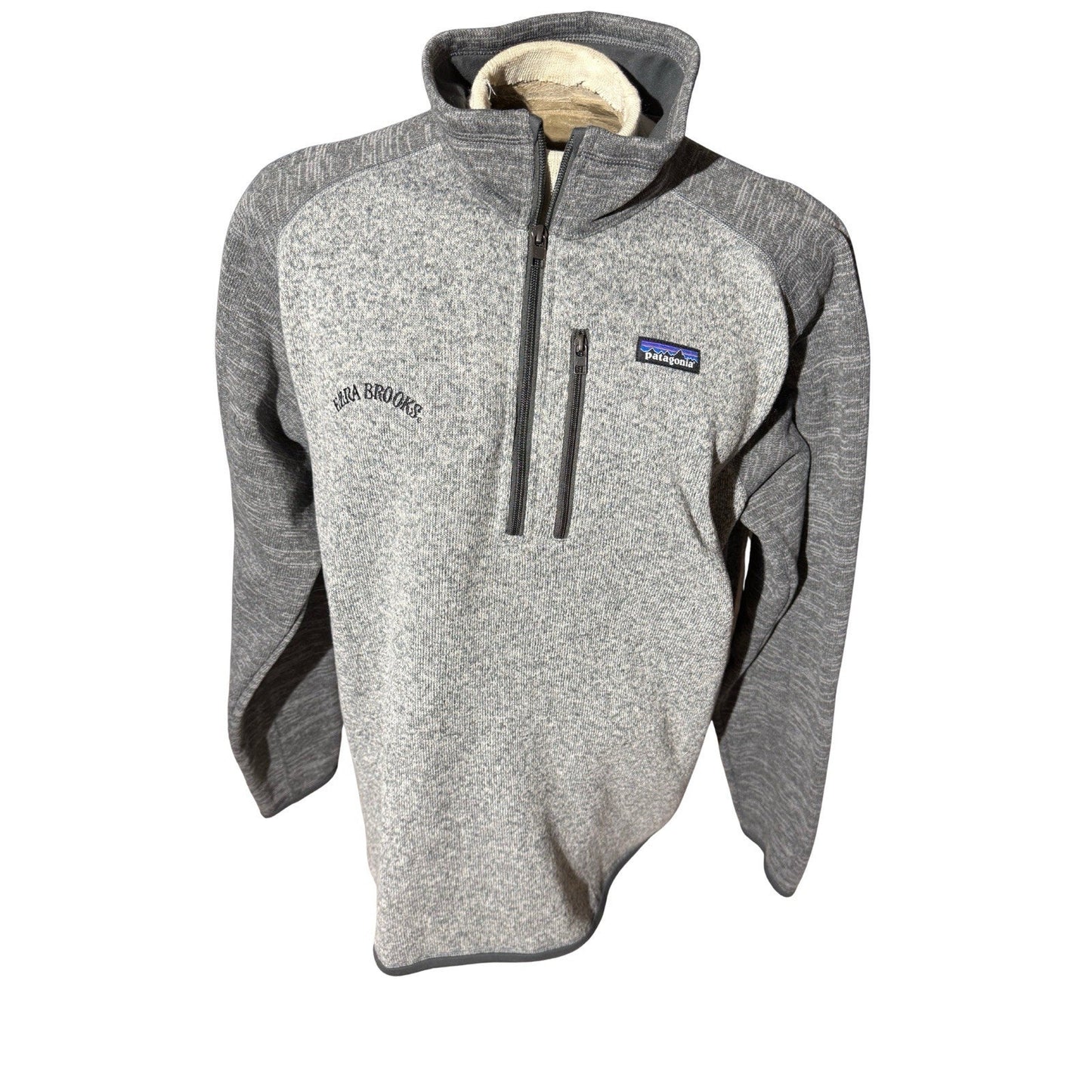 Patagonia XL Better Sweater Gray Quarter Zip Fleece Ezra Brooks Whiskey Logo