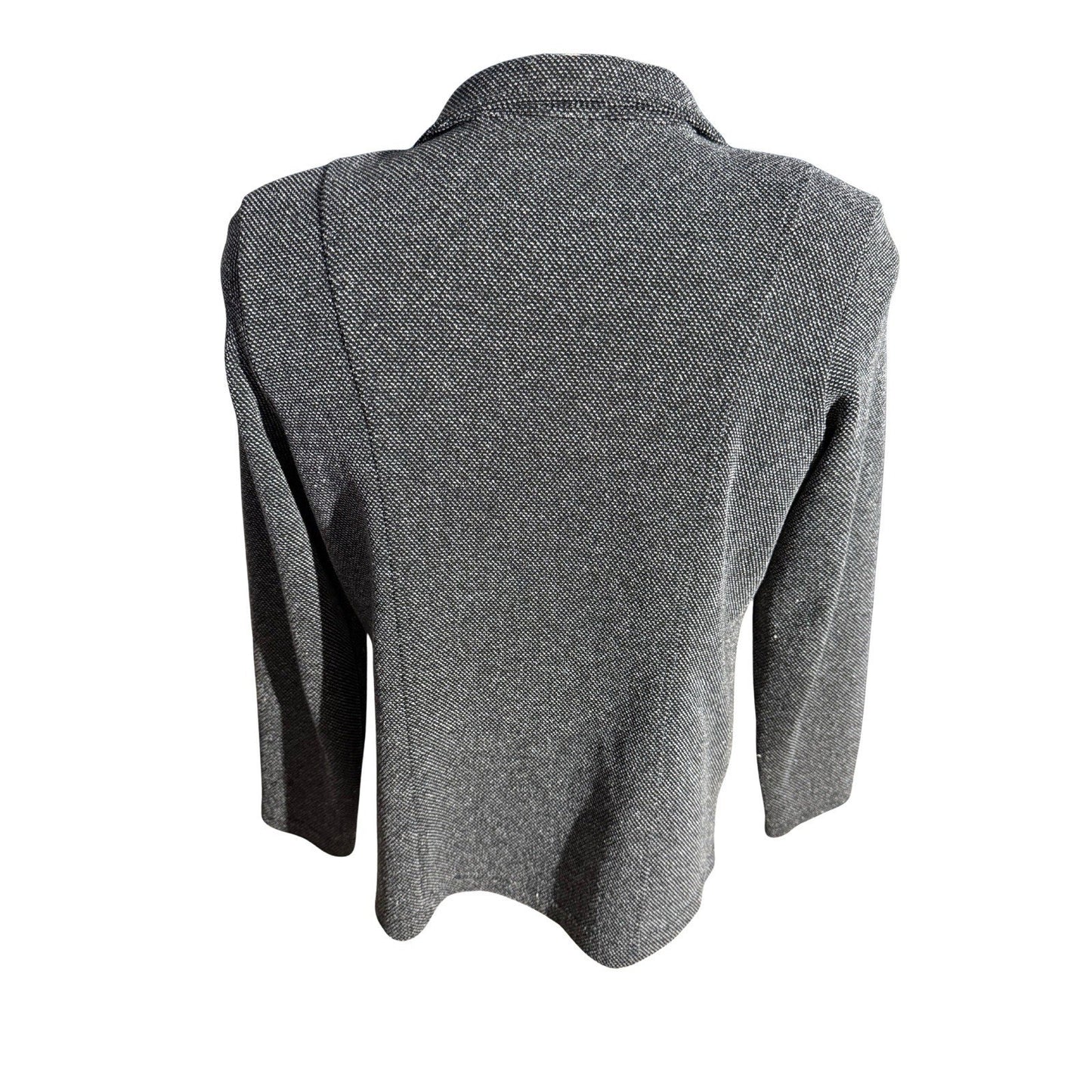 Worthington Knits Women’s Blazer Jacket L Gray Textured Button Front Career Top