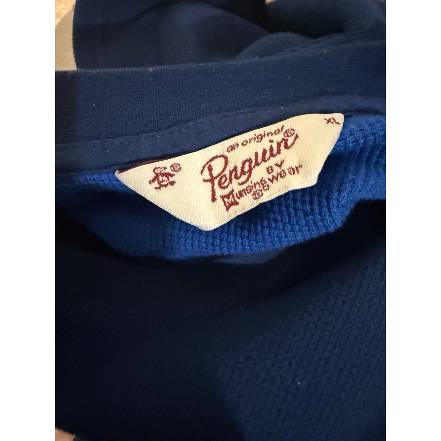 Original Penguin Waffle Knit Crewneck Sweatshirt Blue XL Long Sleeve Pullover