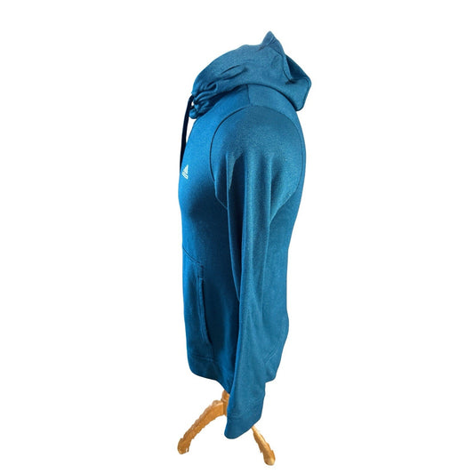 Adidas Men’s Medium Hoodie Blue Pullover Sweatshirt ClimaWarm Logo Athletic