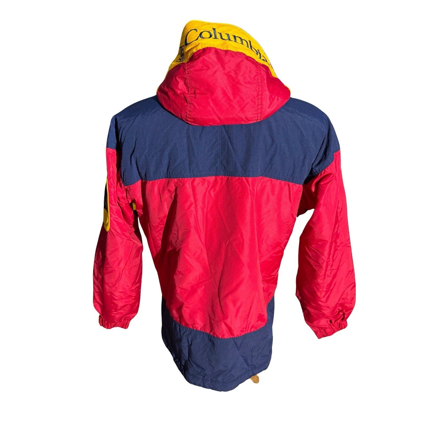 Vintage Columbia Sportswear 90s Bugaboo Jacket Red Navy Yellow Hooded Men’s S