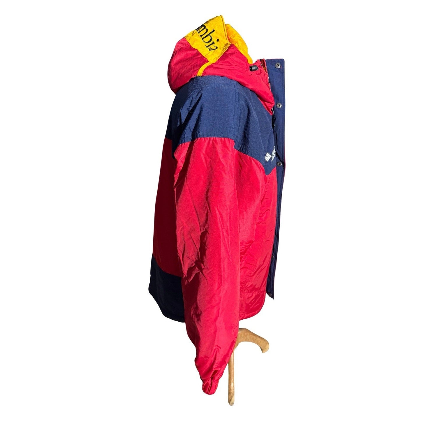 Vintage Columbia Sportswear 90s Bugaboo Jacket Red Navy Yellow Hooded Men’s S