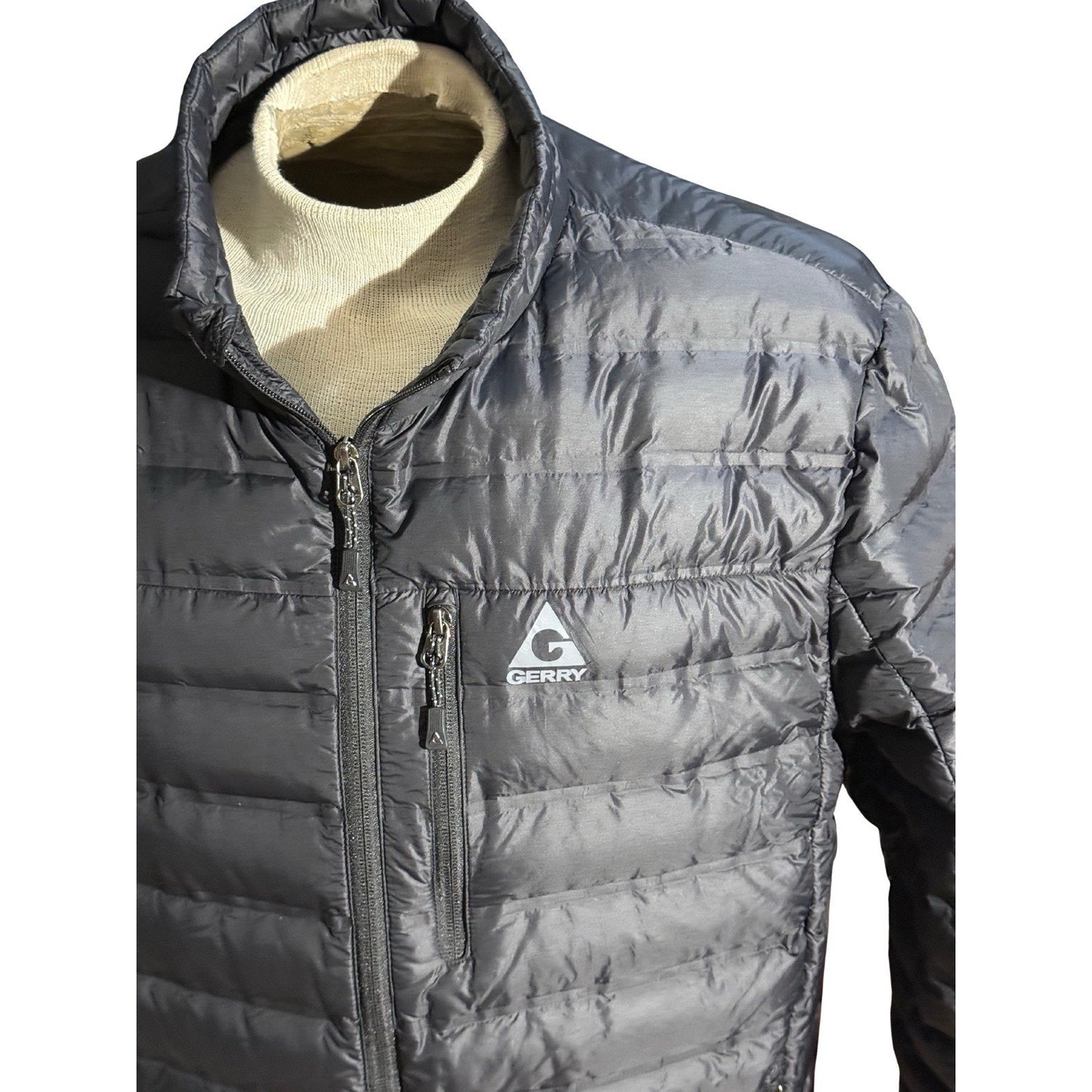 Gerry Men’s XXL Down Puffer Jacket Gray Lightweight Packable 90/10 Down Fill