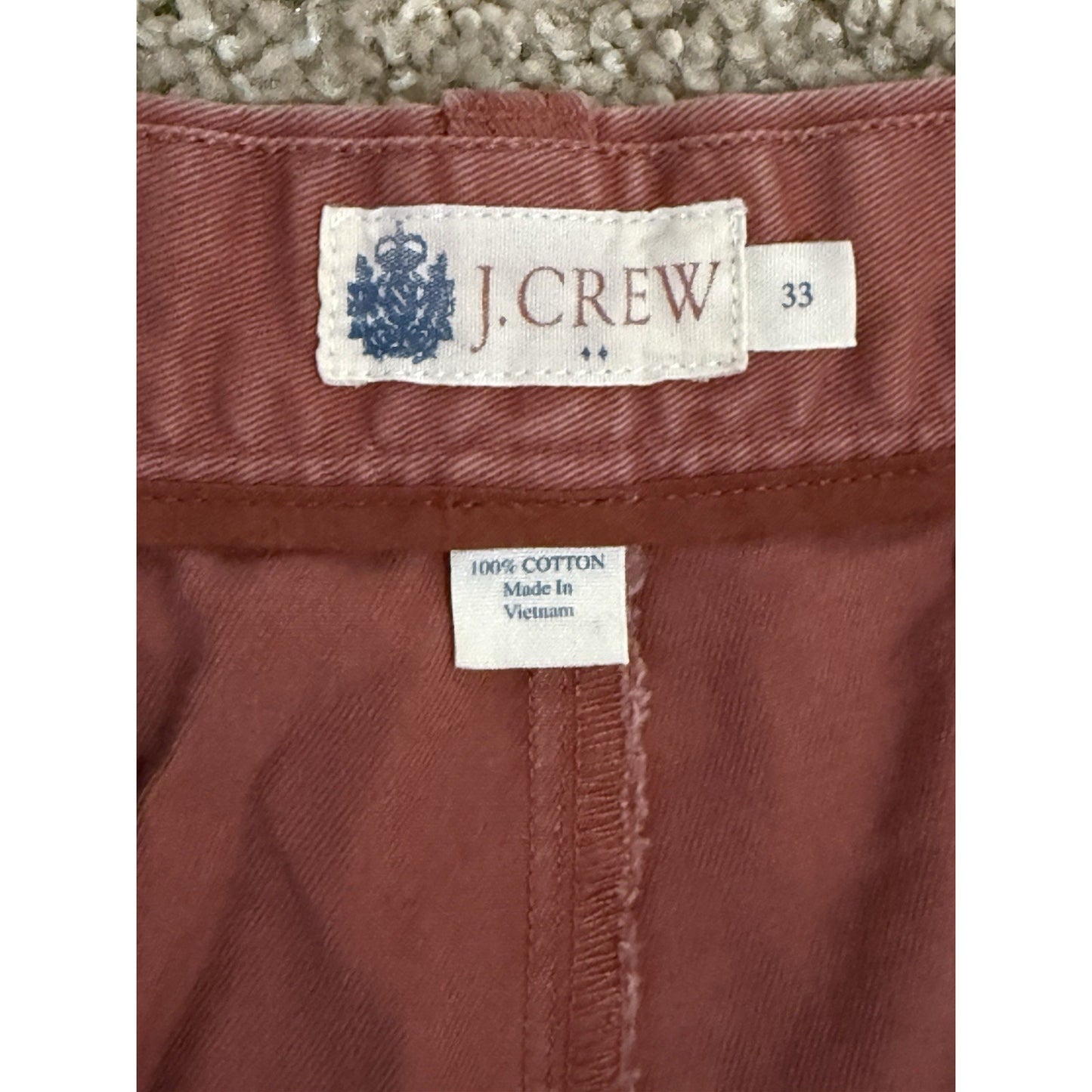 J. Crew Men's Chino Shorts Red Size 33 Slash Pockets 100% Cotton