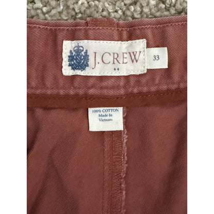 J. Crew Men's Chino Shorts Red Size 33 Slash Pockets 100% Cotton