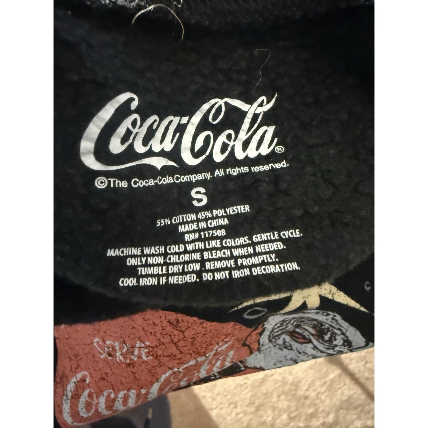 Women’s Coca-Cola Christmas Sweatshirt Santa Claus Holiday Graphic Black Sz S