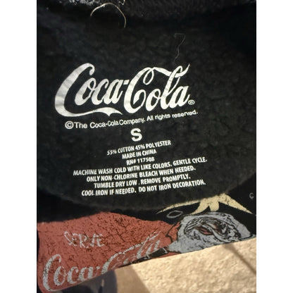 Women’s Coca-Cola Christmas Sweatshirt Santa Claus Holiday Graphic Black Sz S