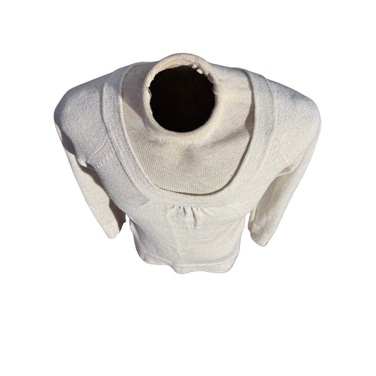 Banana Republic Women’s Metallic Sweater M Cream Scoop Neck Wool Blend Sparkle