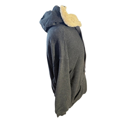 Aerie Women’s Medium Hoodie Black Pullover Sweatshirt Sherpa Faux Fur Lined