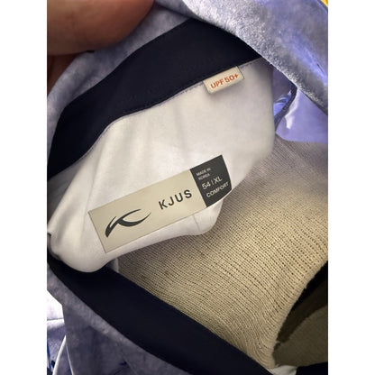 KJUS Men’s Golf Polo Shirt XL Blue Ski Print Performance UPF 50+ NWT