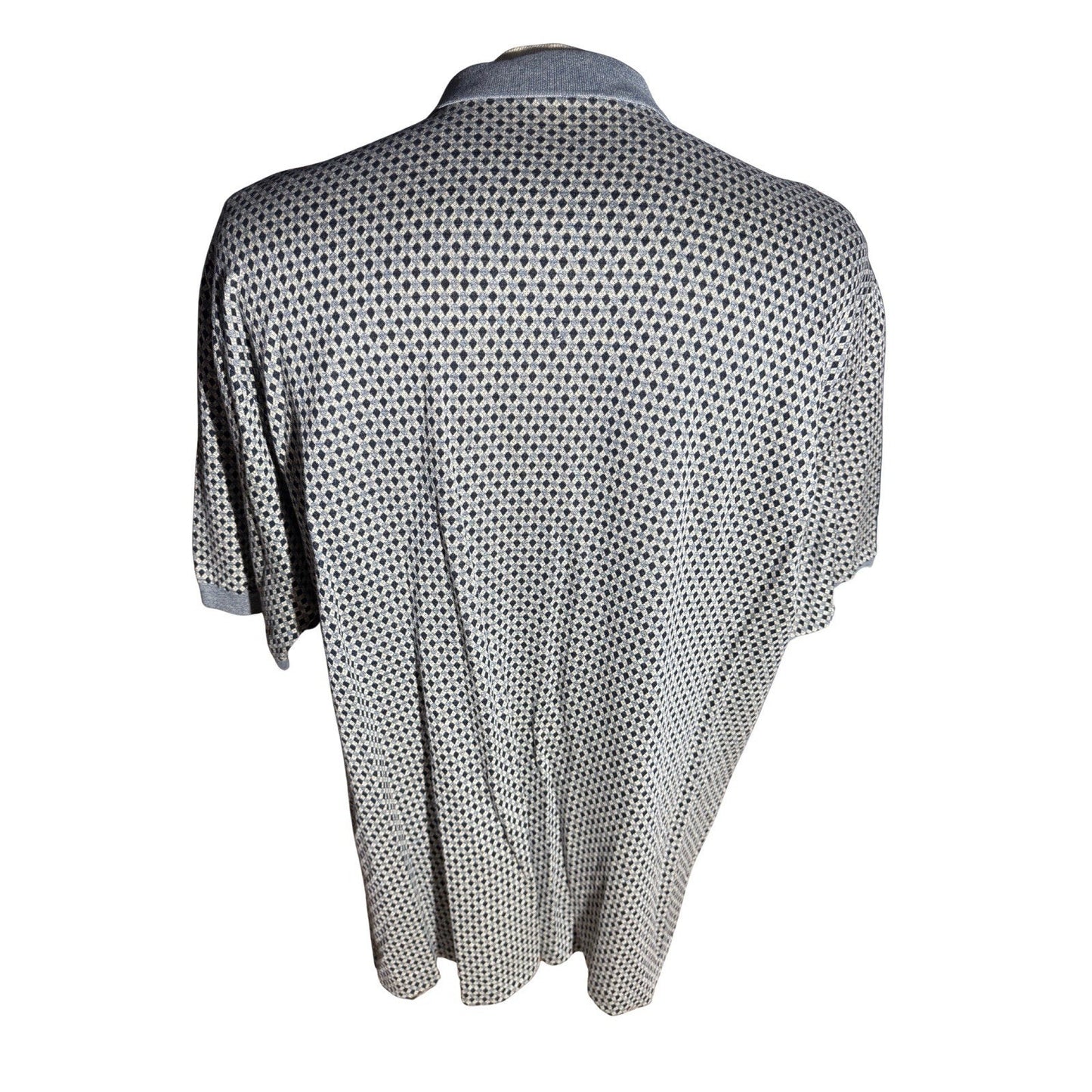 Bobby Jones Polo Shirt XL Made in Italy Blue Geometric Cotton Knit Golf