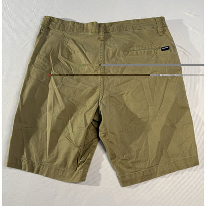 Volcom 31 Khaki Cotton Stretch Shorts Flat Front Casual Skate Surf Chino