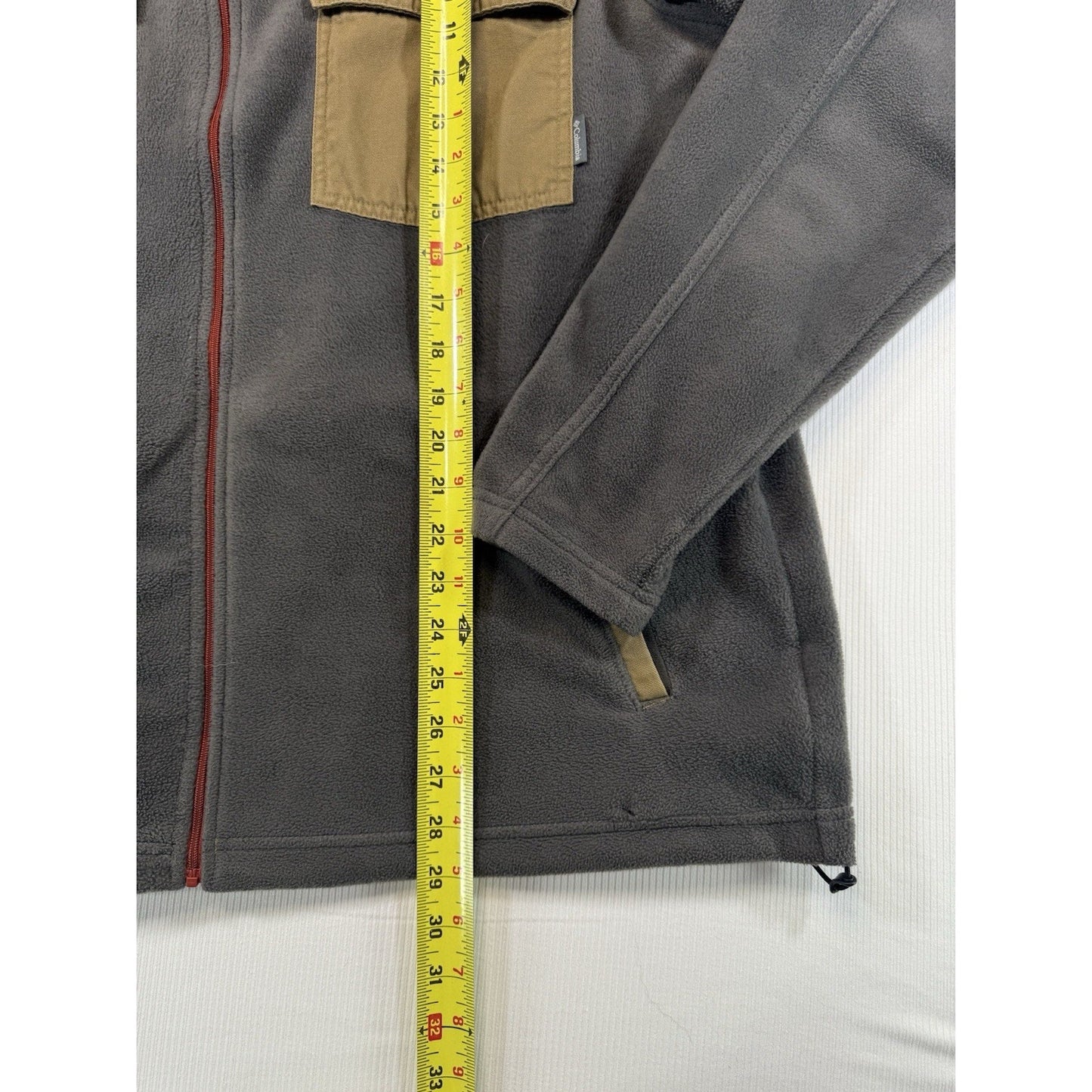 Columbia Men’s XL Fleece Jacket Brown Gray Full Zip Canvas Yoke Outdoor
