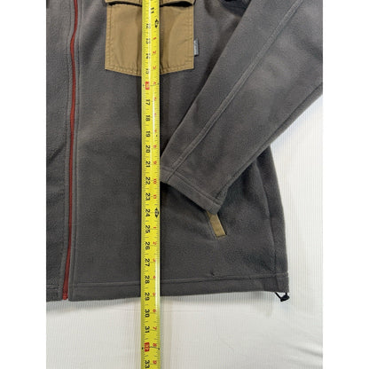 Columbia Men’s XL Fleece Jacket Brown Gray Full Zip Canvas Yoke Outdoor