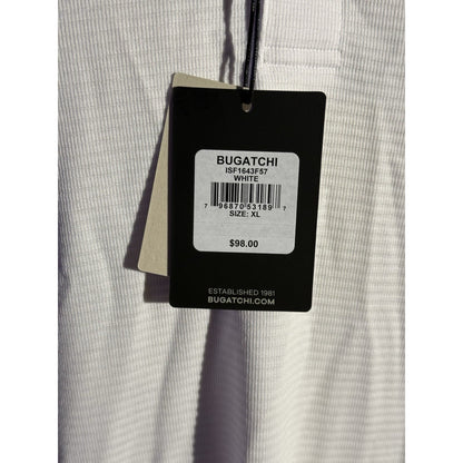 Bugatchi Men’s Polo Shirt XL White Soft Touch Textured Knit Short Sleeve NWT $98