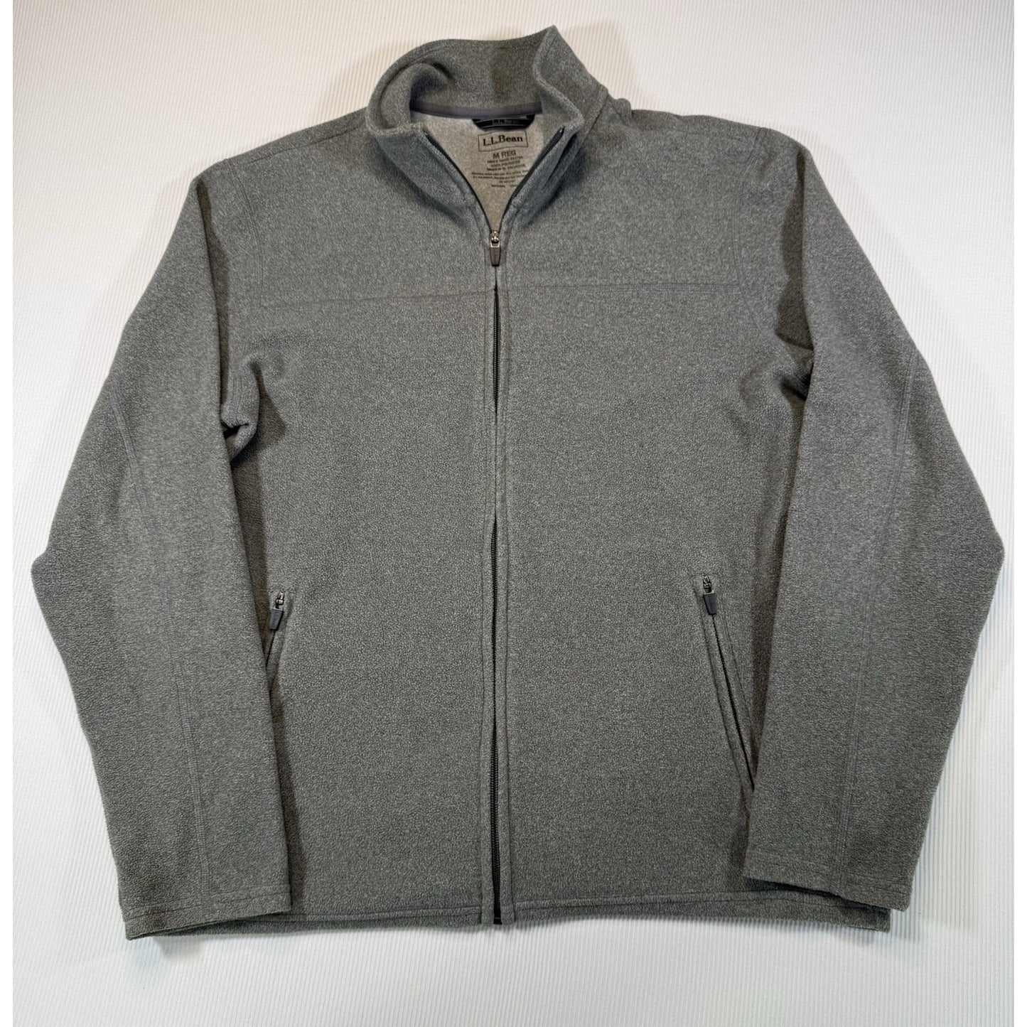 LL Bean Fleece Jacket Mens Medium Gray Full Zip Polyester